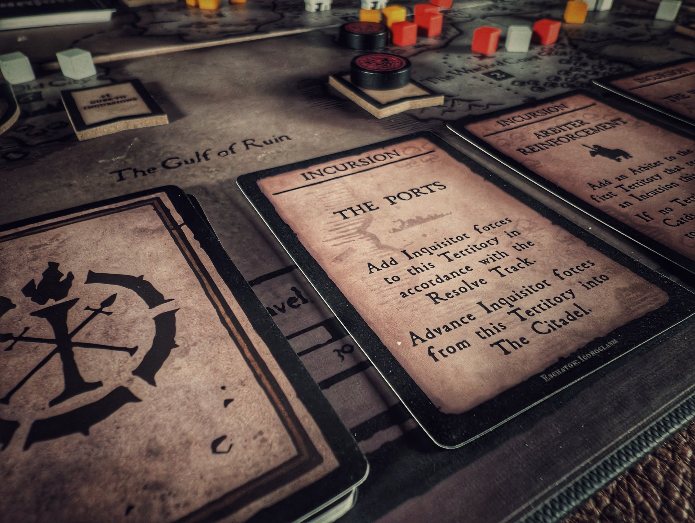 Incursion cards from the cooperative expansion to Eschaton