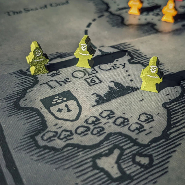 Eschaton Cultist Meeples on Realm Map.